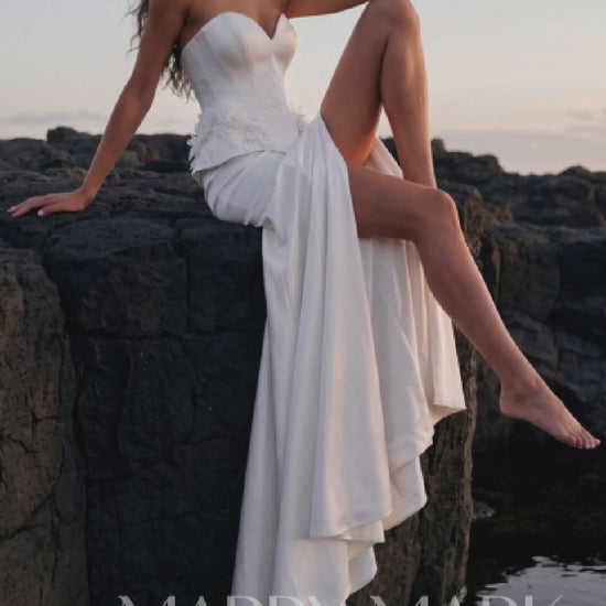 Soft Satin Mermaid Wedding Dress with Sweetheart Corset — movement and details, Illusion 2027