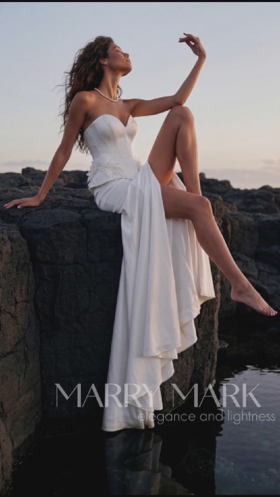 Soft Satin Mermaid Wedding Dress with Sweetheart Corset — movement and details, Illusion 2027