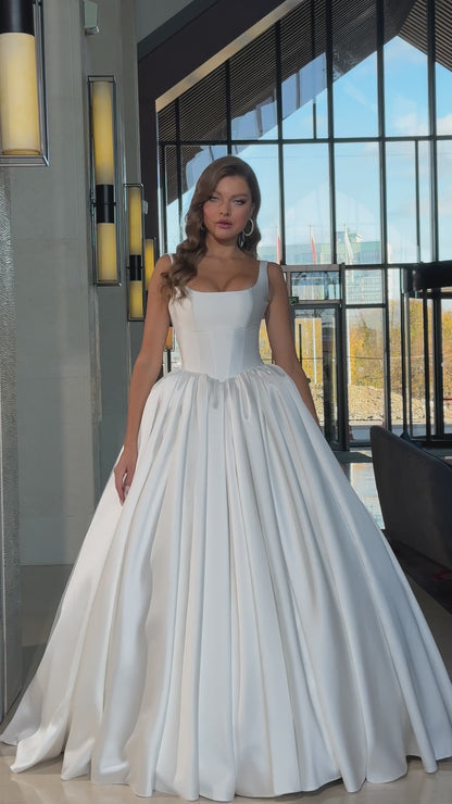Mikado A-line off-the-shoulder wedding dress