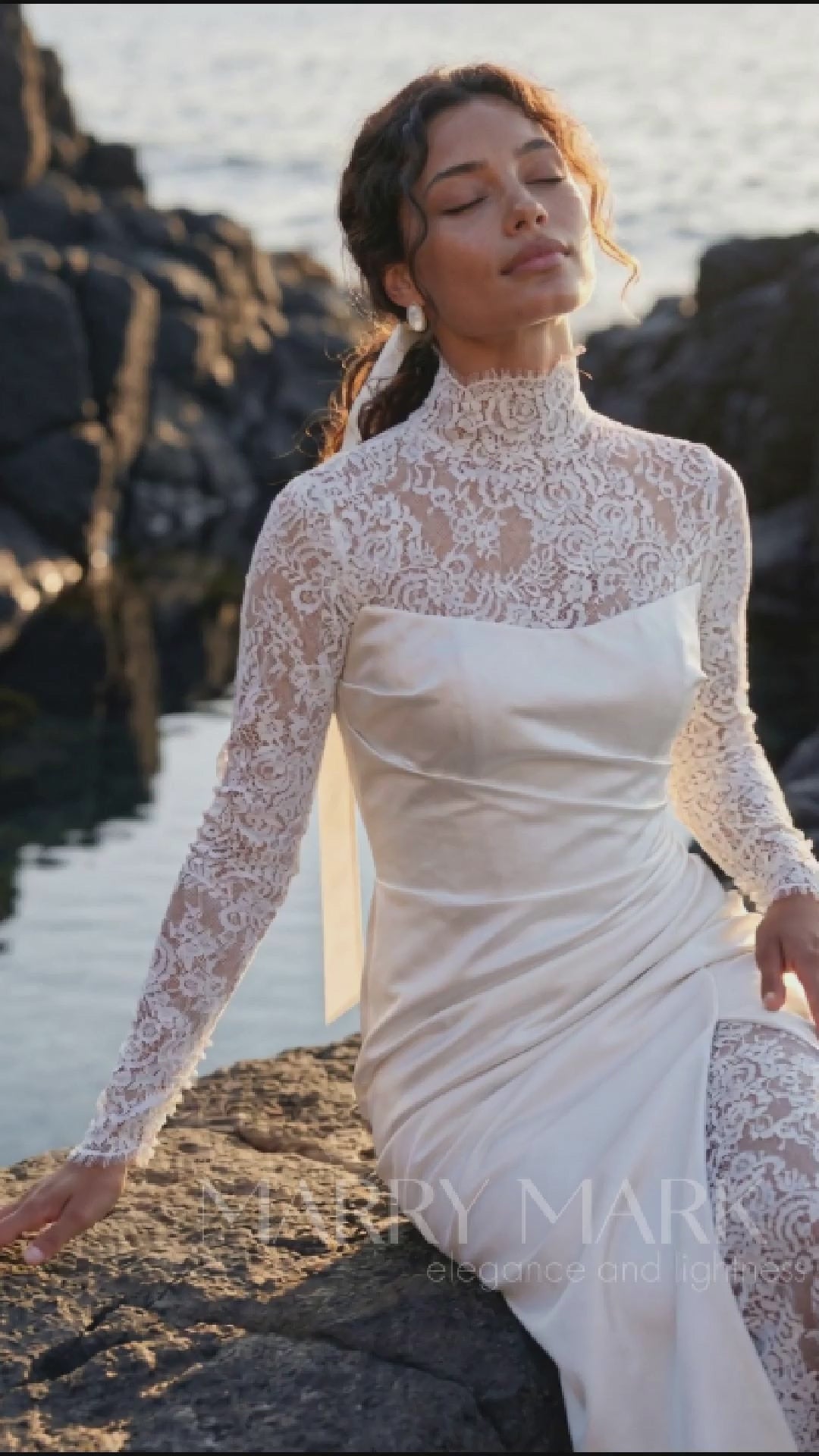 Satin and Lace Wedding Dress with Draped Bodice — movement and details, Illusion 2027