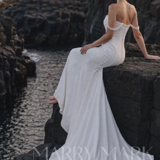 Mermaid Wedding Dress with Draped Bodice and Fine Straps — movement and details, Illusion 2027