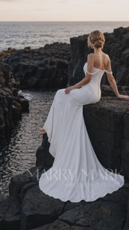 Mermaid Wedding Dress with Draped Bodice and Fine Straps — movement and details, Illusion 2027