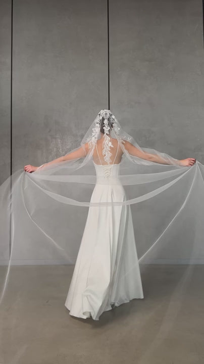 Beaded Lace Mantilla Veil - video