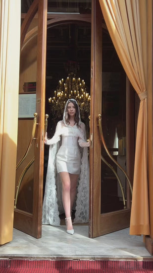 Chantilly Lace Bridal Cape with Hood - video