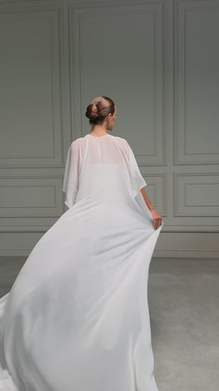 Transparent Chiffon Bridal Cape - video
