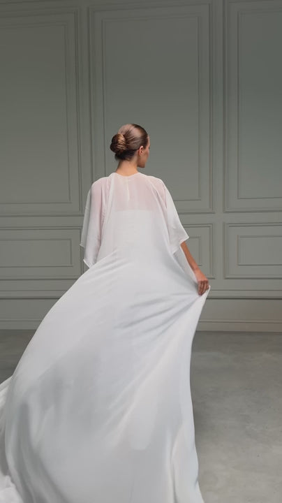 Transparent Chiffon Bridal Cape - video