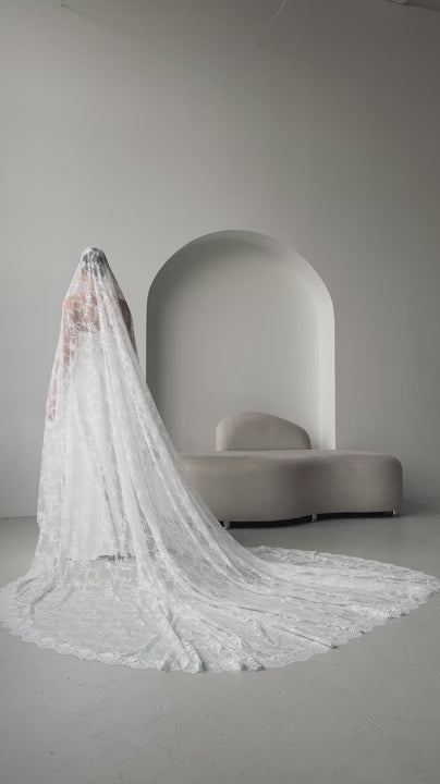 Extra-Wide Chantilly Lace Mantilla Veil - video