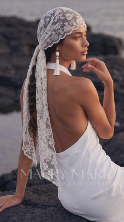 Silk Halter Wedding Dress with Draped Fitted Skirt — movement and details, Illusion 2027