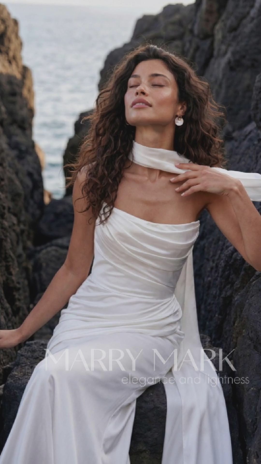Silk Mermaid Wedding Dress with Draped Strapless Bodice — movement and details, Illusion 2027