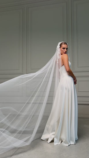Juliet Cape Veil with Beaded 3D Lace - video