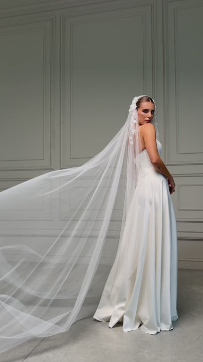 Juliet Cape Veil with Beaded 3D Lace - video