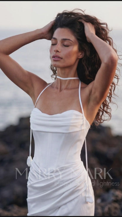 Satin Mermaid Wedding Dress with Fine Straps — movement and details, Illusion 2027
