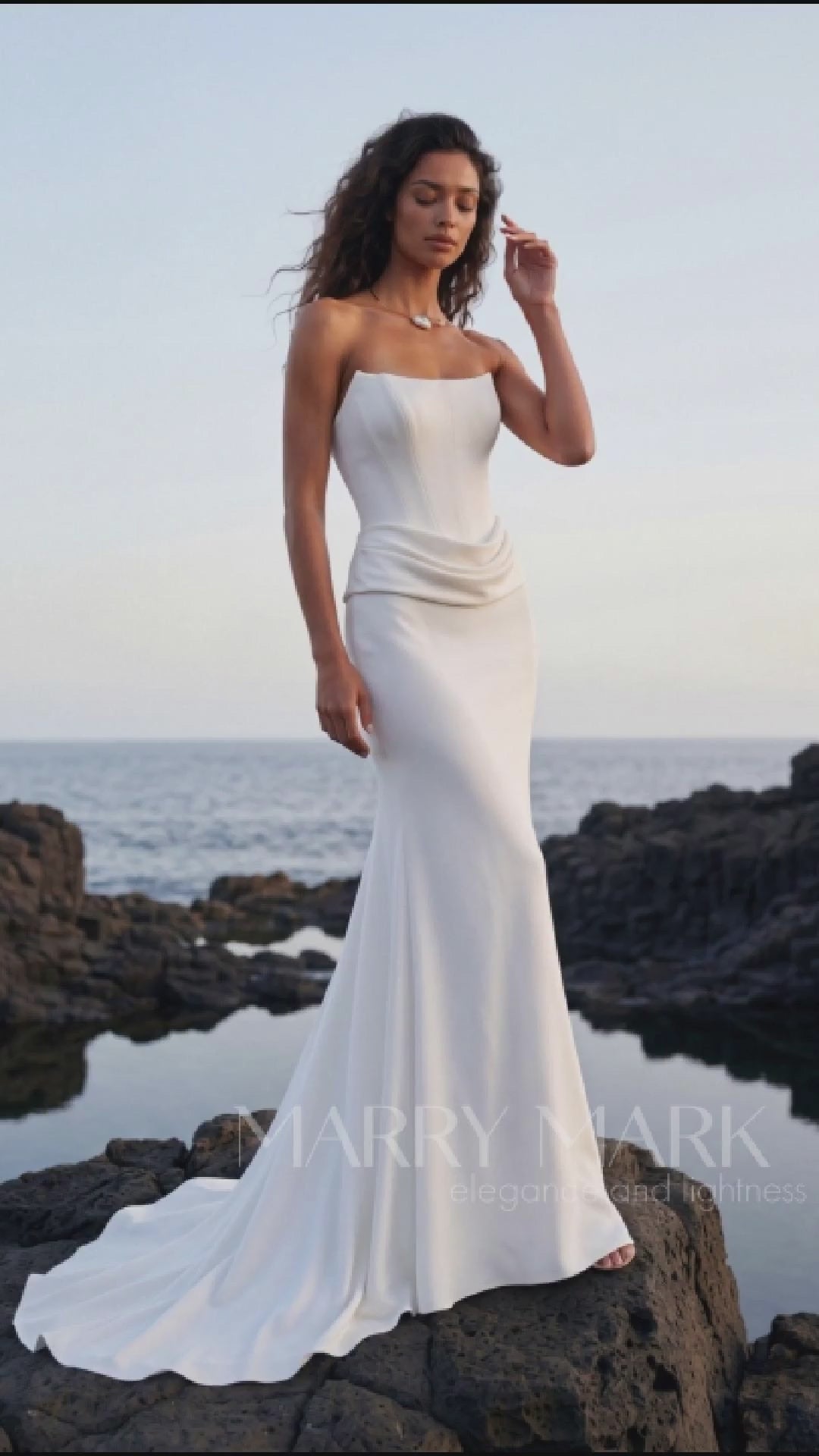 Crepe Mermaid Wedding Dress with Strapless Bodice — movement and details, Illusion 2027