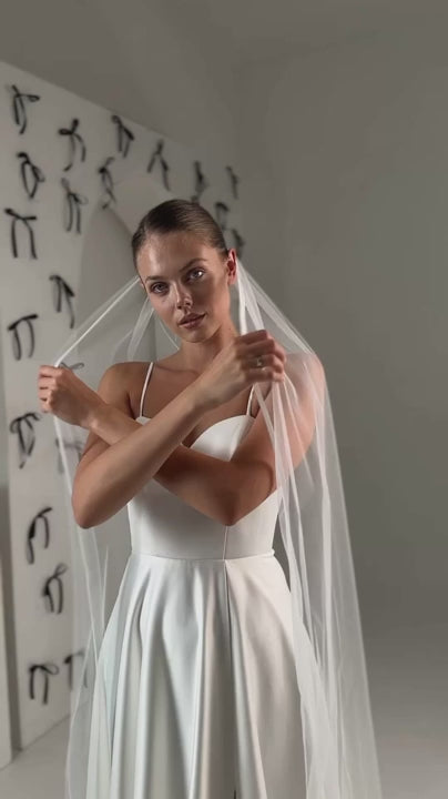 Soft Satin Ribbon Edge Veil - video