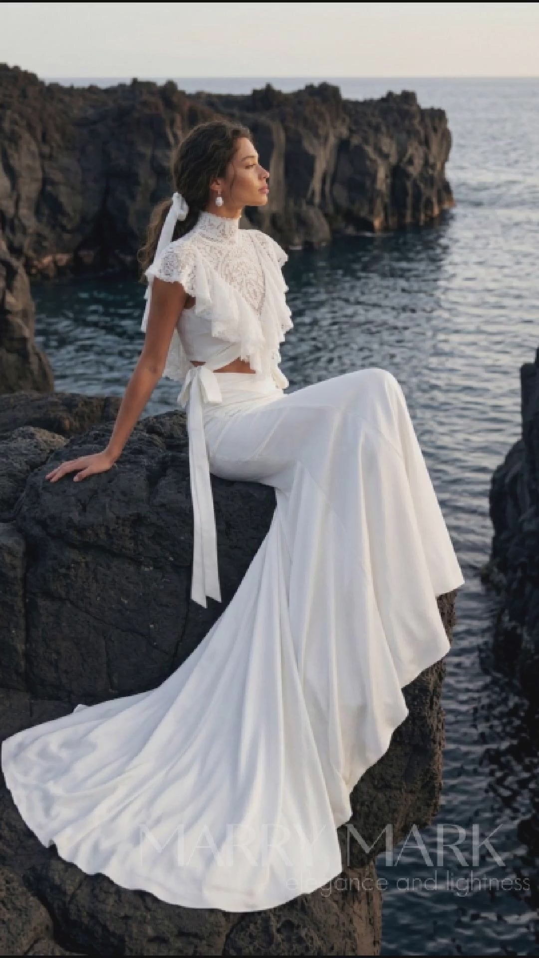 Lace Bridal Crop Top and Satin Mermaid Skirt — movement and details, Illusion 2027
