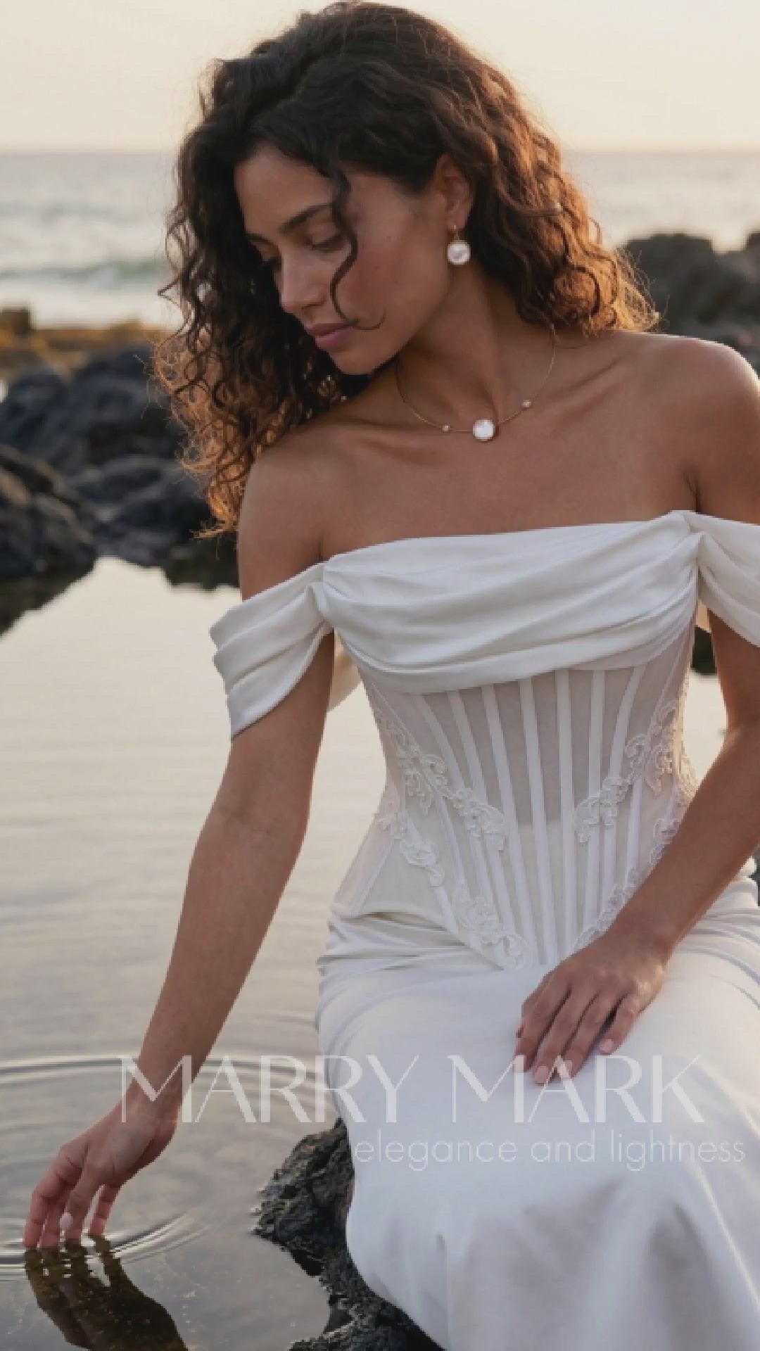 Satin and Lace Mermaid Wedding Dress with Removable Skirt — movement and details, Illusion 2027