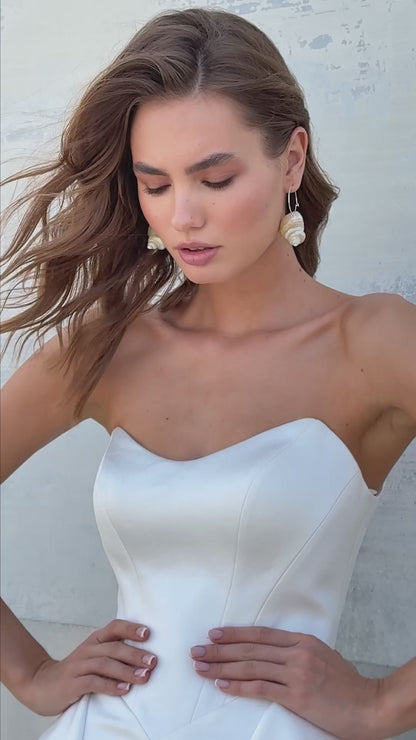Strapless Sculptural Satin Mermaid Wedding Dress
