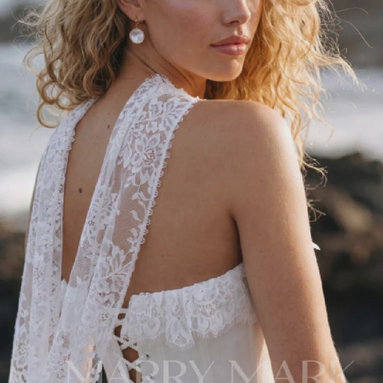 Satin and Lace A-Line Wedding Dress with Peplum Corset — movement and details, Illusion 2027