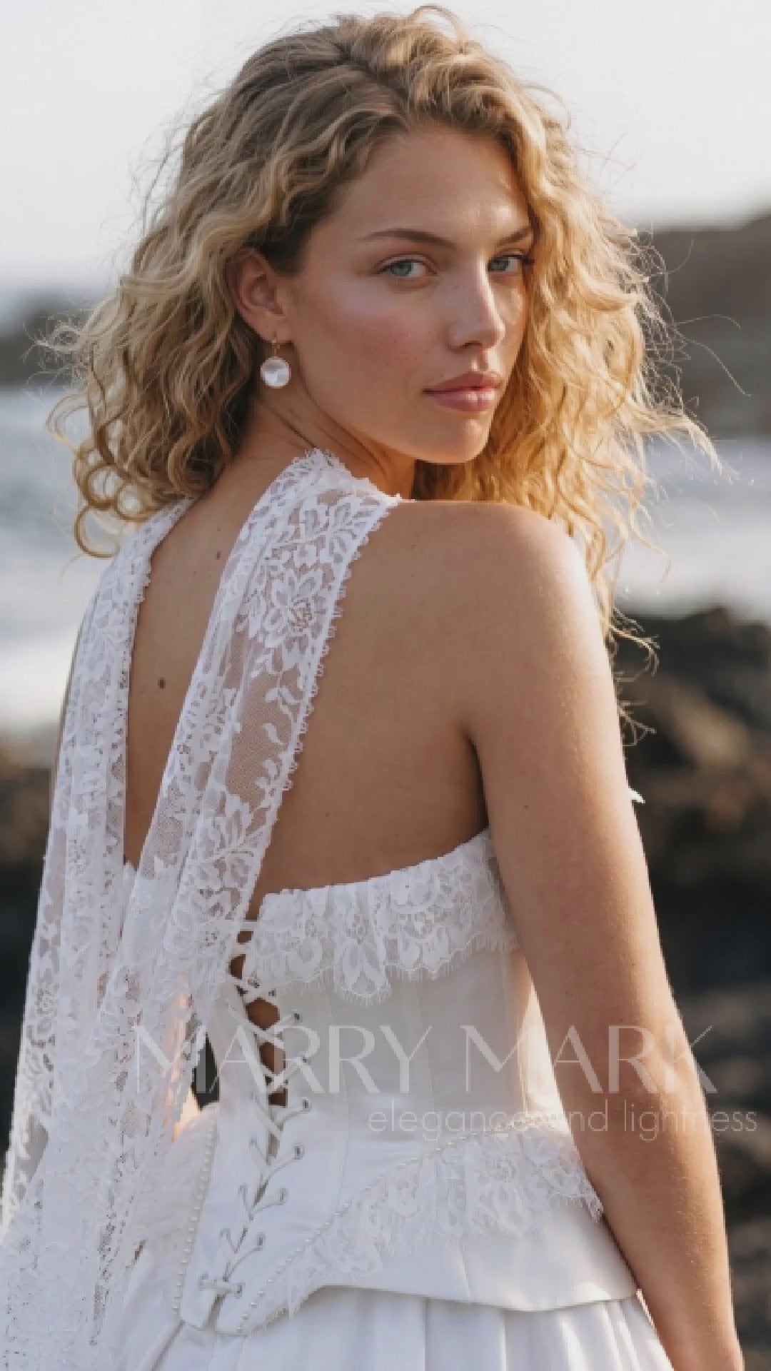 Satin and Lace A-Line Wedding Dress with Peplum Corset — movement and details, Illusion 2027
